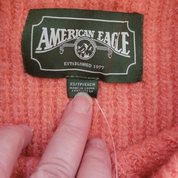 NWT American Eagle Snowdrift‎ Sweater Coral Wool Blend Chunky Boxy Cropped - XS - Picture 4 of 6